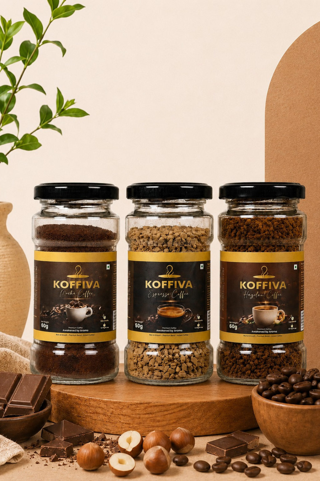 KOFFIVA MOCHA + ESPRESSO + HAZELNUT COFFEE COMBO